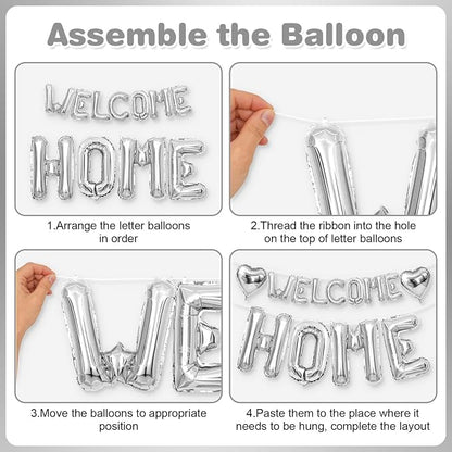 Welcome Home Balloons Silver, 40Inch HOME and 16Inch Welcome Foil Balloons - Image 7