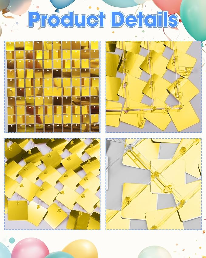 Gold Shimmer Wall Backdrop, 24 Panels, 6x4 Ft Photo Backdrop | wedding backdrop - Image 6