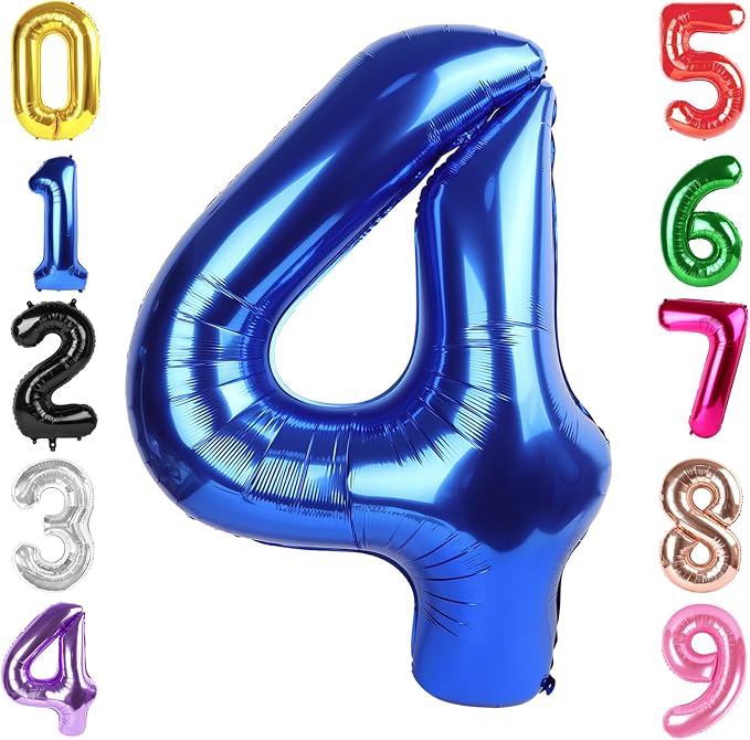 40 Inch Navy Blue Number 4 Balloon, 4th Blue Birthday Party Decorations | 40 by Hadoife