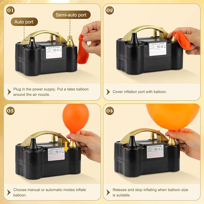 AXHJ Electric Balloon Pump, Portable Balloon Inflator, Dual Nozzle Air Pump - Image 5