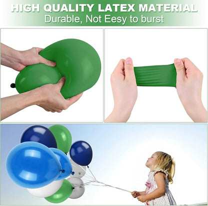 Blue Green Balloons Set, 12 Inch Navy Blue Dark Green Grey Latex Balloons Helium - Image 3