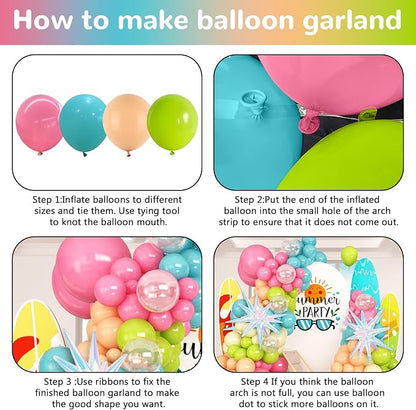 HILAVO Summer Tropical Balloon Arch Garland Kit Iridescent Star Balloons and - Image 7