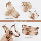 5 Pcs Big Hair Claw Clips Matte Claw Clips for Women Gradient Amber Brown Strong Hold Non-Slip Large Hair Clips for Long Thick/Thin Hair with Multi-Styles Hair Accessories