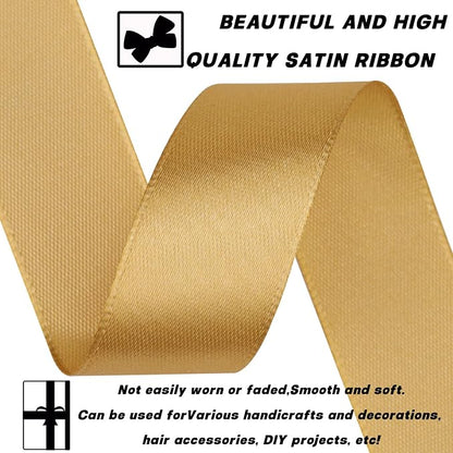 7/8 Inch 60 Yards Champagne Gold Satin Craft Ribbon-Single Face Polyester Ribbon - Image 3