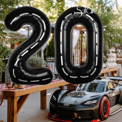 Race Car 40 Inch Black 20 Big Large Helium Balloon Number 0-9 | Track Giant - Image 4