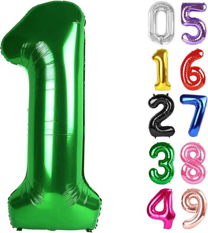 Green Number 1 Balloon 40 Inch, 1st Birthday Party Decorations Men Women | Foil by IWERP
