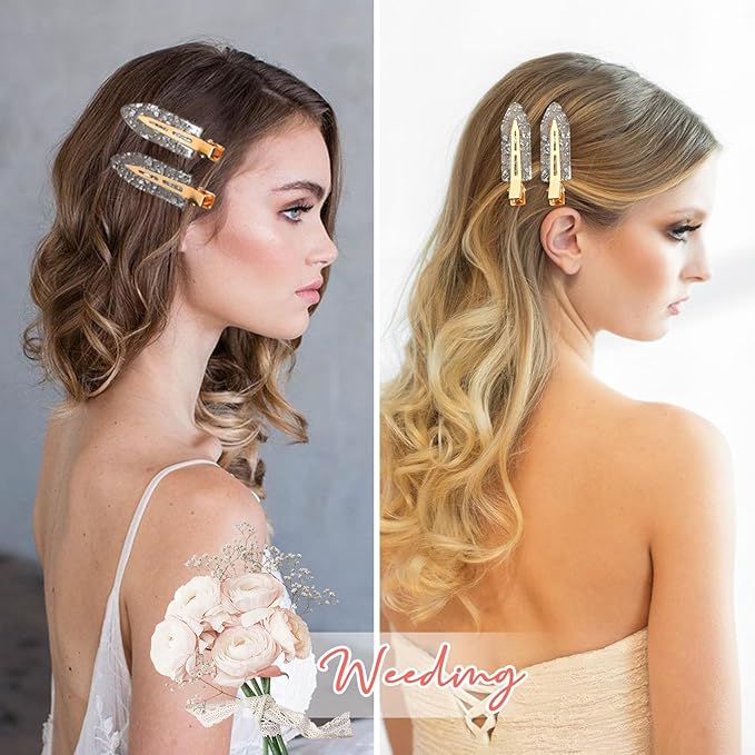 20PCS Bridesmaid Hair Clips No Bend Hair Clips Bridesmaid Hair Accessories Gifts Makeup Creaseless Glitter Hair Clip for Bride Women Girls(20Pcs/10Cards)
