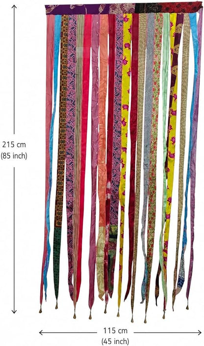 Mango Gifts Old Silk Sari Ribbon Doorway Curtain Hippie Bohemian Room Divider - Image 5