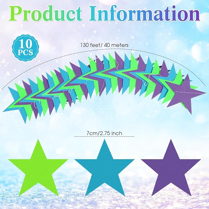Patelai Glitter Star Garland Banner 2026 Graduation Decor 130 Feet Star Hanging - Image 2