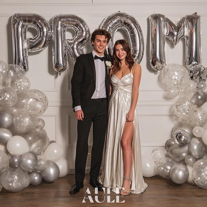 AULE 40 Inch Silver N Balloon Letter Foil A-Z Birthday Big Alphabet | Birthday - Image 4