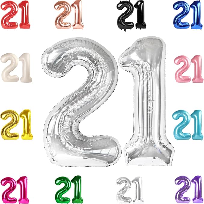 Silver Number 21 Balloon 40 Inch by IWERP