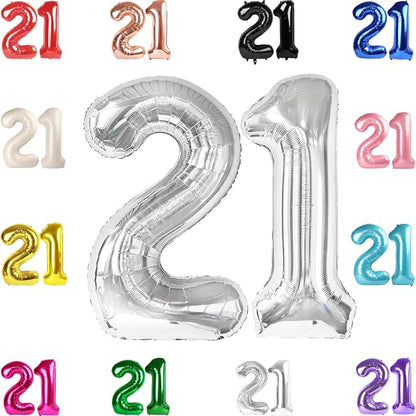 Silver Number 21 Balloon 40 Inch by IWERP