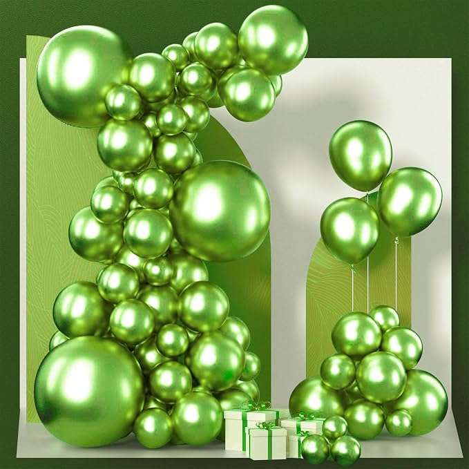 PartyWoo Metallic Green Balloons 85pcs Different Sizes of 18 12 10 5 Inch | by PartyWoo