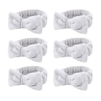 Casoty 6 Pcs Grey Spa Headband, Bow Hair Band, Soft Coral Fleece Makeup Headband, Hair Band for Washing Face, Skincare Headbands for Face Washing Shower Skin Care Yoga