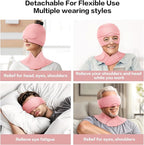 Migraine Relief Cap and Neck Ice Pack Wrap with Ice Eye Masks,3 in 1 Detachable Hot and Cold Therapy Headache Relief Cap for Headaches, Stiff Neck,Eye Fatigue, Tension and Pain Pink