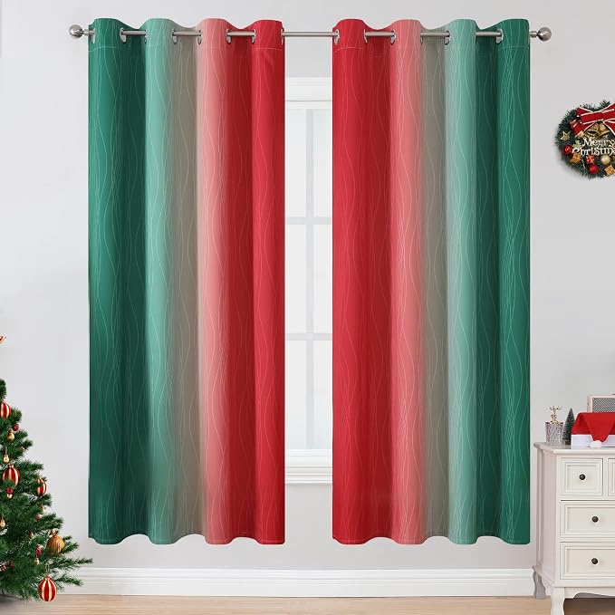 Red and Green Blackout Curtains - Image 2