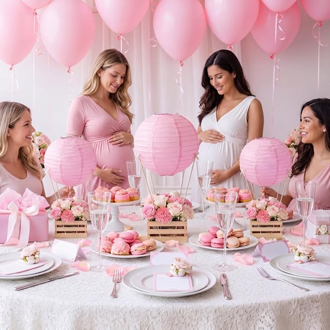 Gerrii 8 Sets Pink Hot Air Balloon Table Centerpieces, DIY Hot Air Balloon Decor - Image 6