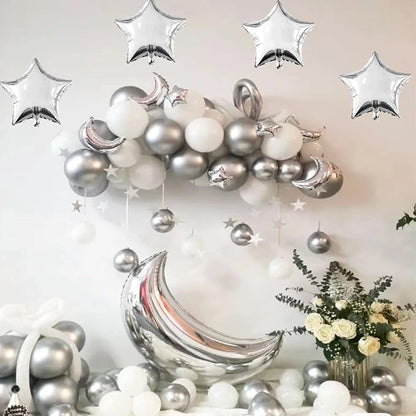 50pcs Silver Moon and Star Balloons, Star Foil Balloons Star Balloon | Moon and - Image 5