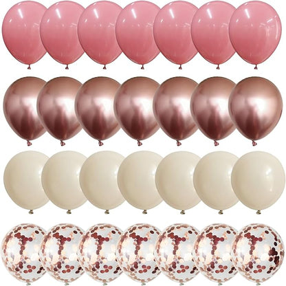 Dusty Pink and Rose Gold Balloons, 12In Retro Blush Pink Beige White Balloons - Image 9