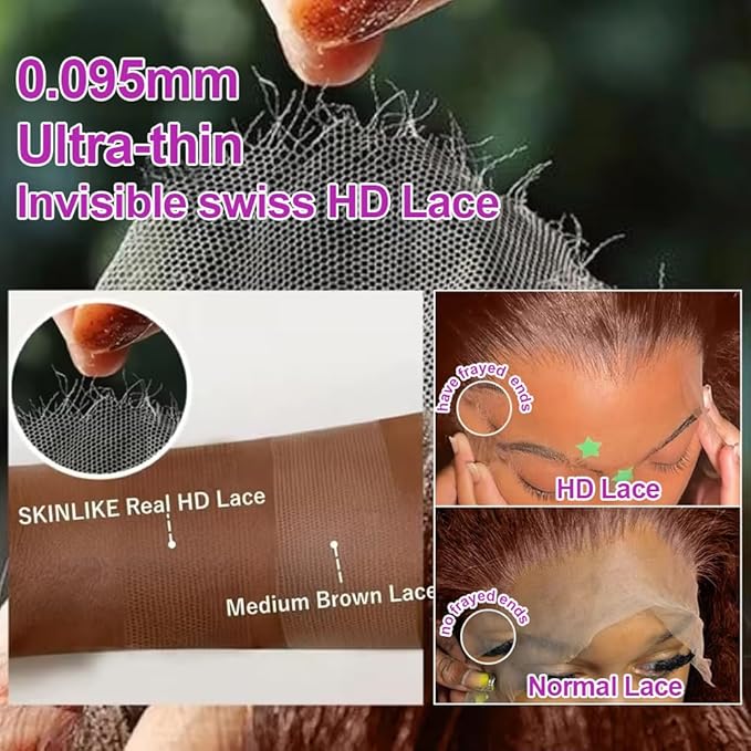 250% Density 13x6 FULL SKINLIKE HD Chocolate Brown Deep Curly lace front wigs Real 0.10mm Ultra-thin Invisible Water Wave HD Lace Front Wigs Human Hair Small Knots Full Virgin Hair 28 Inch