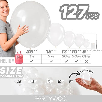 PartyWoo Clear Balloons 127pcs Different Sizes of 36 18 12 10 5 Inch | Balloons - Image 6