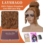 13x4 Synthetic Lace Front Wigs Pre Plucked 26 Inch Long Wavy Ginger Wigs For Black Women 100% Futura Premium HD Lace Wig Ready to Wear Beginner Friendly Daily Party Use