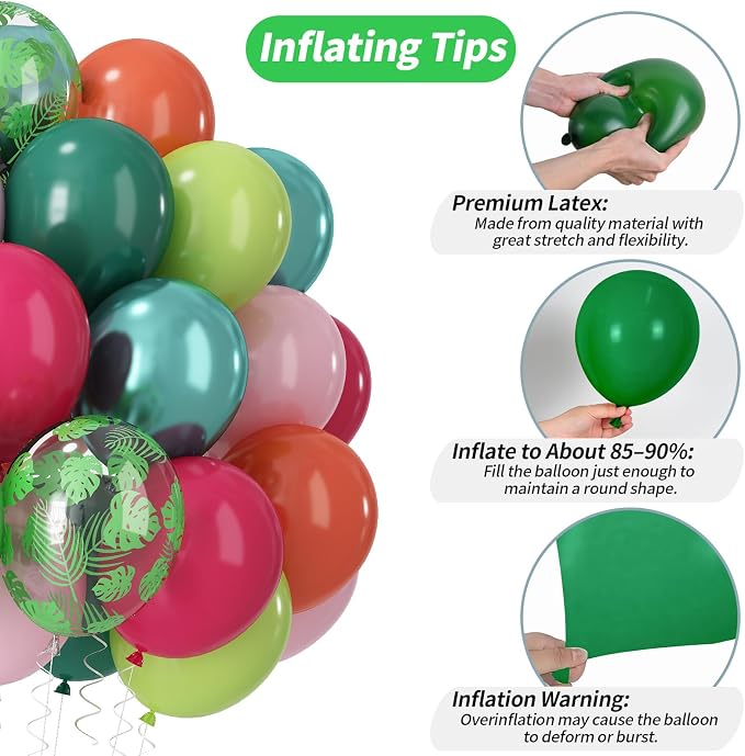 Tropical Balloons, Hot Pink Lime Green Orange Metallic Latex Balloon Palm - Image 6