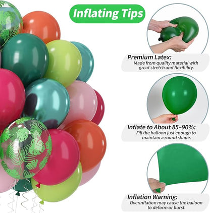 Tropical Balloons, Hot Pink Lime Green Orange Metallic Latex Balloon Palm - Image 6