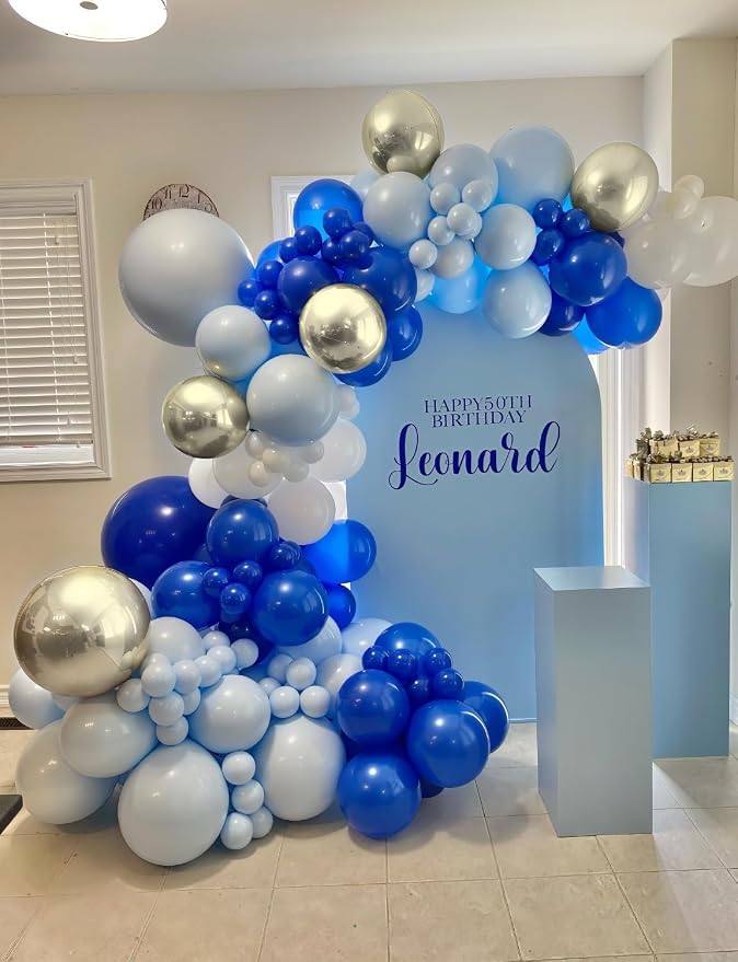 Royal Blue and Silver Balloons, Pastel Royal Blue Balloons Set | 50Pcs 12Inch - Image 2