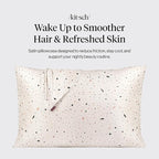 Kitsch Satin Pillowcase with Zipper for Hair & Skin, Softer Than Silk Pillow Cases Queen, Wrinkle-Free, Smooth and Cooling Satin Pillow Covers, Standard Size 19"x26", White Terrazzo