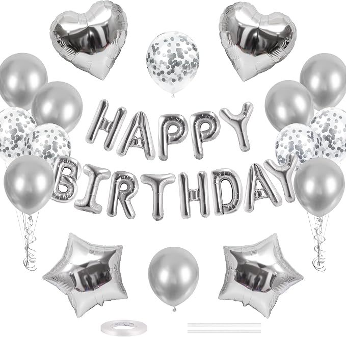 CANREVEL Happy Birthday Banner Decoration + 30pcs Star Balloons, by CANREVEL