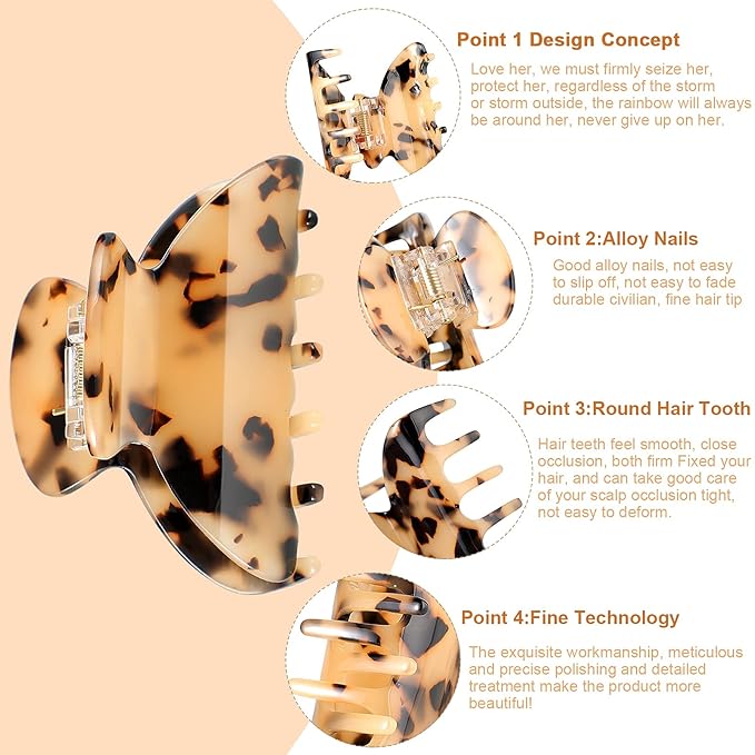 WILLBOND 6 Pieces Medium Hair Claw Clips for Thin Hair 2.6 Inch Tortoise Shell Clip Banana Jaw Hairpin French Style Barrettes Head Accessories for Women Girls(Retro Patterns)