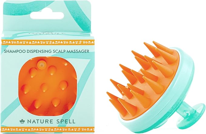 Nature Spell Shampoo Dispensing Scalp Massager, Soft Silicone Brush, Suitable for All Hair Types, Waterproof & Easy to Clean