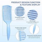 Curly Hair Brush & Curl Defining Brush – Easily Detangles Knots with Less Pulling – Styles Wet or Dry Hair, Tames Frizz for All Curl Types (Pink)