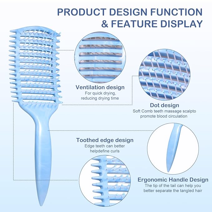 Curly Hair Brush & Curl Defining Brush – Easily Detangles Knots with Less Pulling – Styles Wet or Dry Hair, Tames Frizz for All Curl Types (Pink)