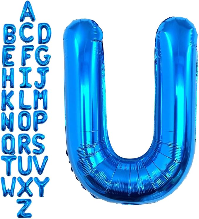 40 Inch Blue Letter U Balloons, DIY Phrase Foil Alphabet Letter U Balloons DIY by LHOAVWE