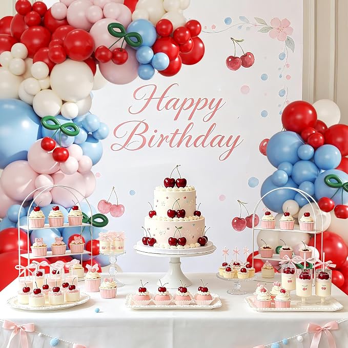Cherry Balloon Arch Kit for Cherry Birthday Baby Shower Decorations | 134Pcs - Image 3