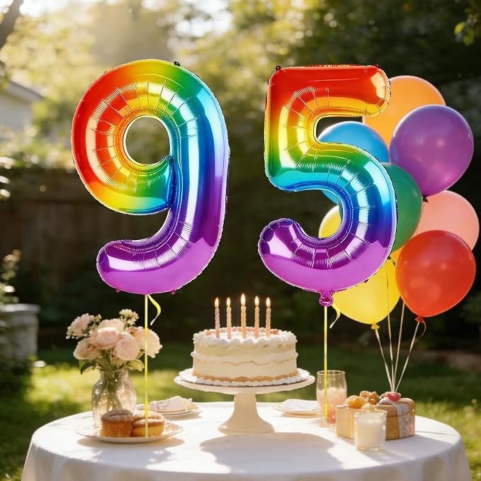 40 Inch Number 95 Balloons for 95th Birthday Party Decorations, 0-100 Rainbow - Image 3