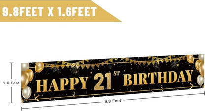 Large Happy 21st Birthday Decoration Banner, 21st Party Decorations Supplies - Image 2