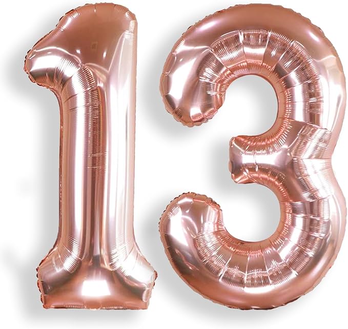 AULE 40 Inch Rose Gold 13 Balloon Number Foil 0-9 Birthday Big Numbers | by AULE