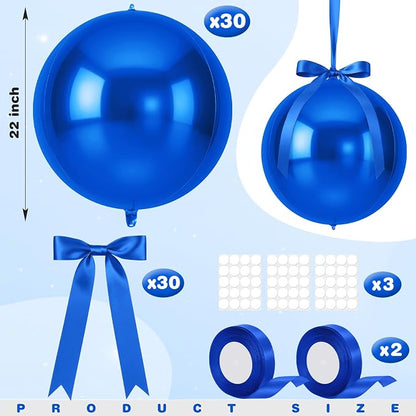 Jenaai 30 Set Round Foil Balloons Bulk 22 Inch 4d Metallic Giant Balloons Set - Image 2
