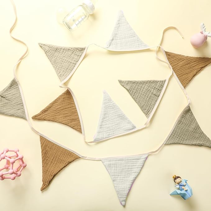 Oudain 2 Pcs Pennant Banner Flags Nursery Garland Triangle Bunting Flags - Image 3