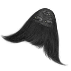Yaki Straight Bangs Hair Extensions for Women Natural Black Synthetic Fringe with Temples Handmade Kinky Straight Bangs Hairpiece with 3 Clips in (1B)