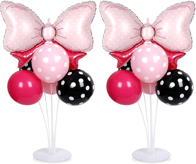 Pink Mouse Party Balloons Stand Kit 2 Sets by Naozinebi
