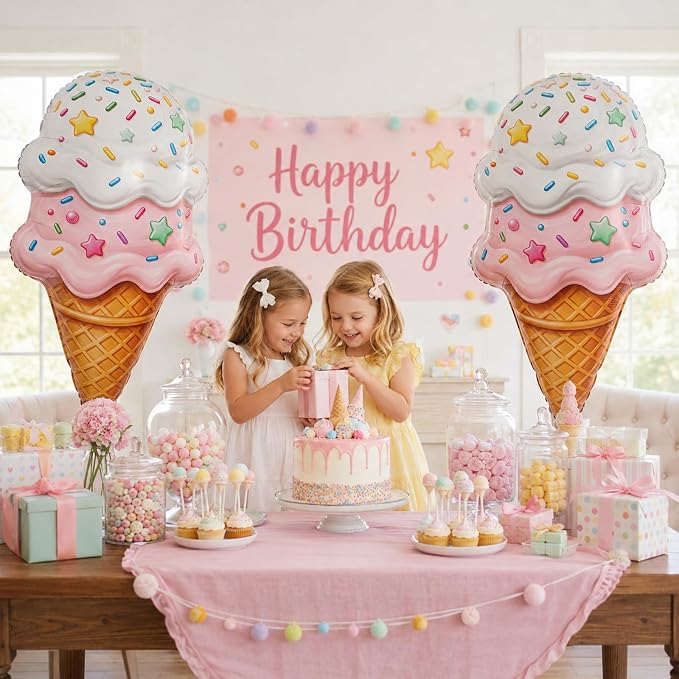 36 Inch Large Ice Cream Balloons Cone Kit, Giant Sweet Pink Ice Cream Sprinkle - Image 5