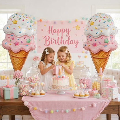 36 Inch Large Ice Cream Balloons Cone Kit, Giant Sweet Pink Ice Cream Sprinkle - Image 5