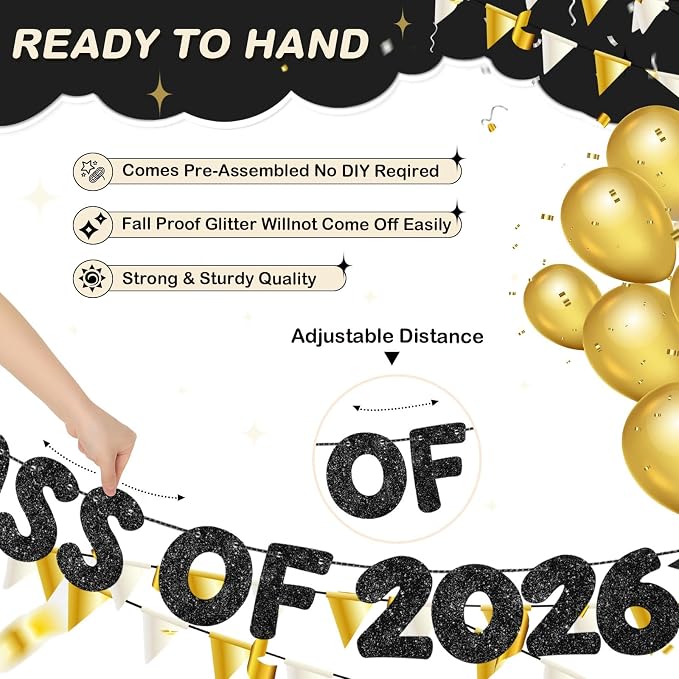 Fulmoon Congrats Grad Class of 2026 Banner Graduation Party Decor Class of 2026 - Image 3
