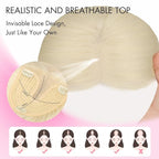 Isaic 24 Inch Synthetic Hair Toppers for Women with Thinning Hair, Clip In Crown Topper Hair Extensions with Adjustable Bandage, Layered Wiglet for Natural Coverage (Platinum Blonde)