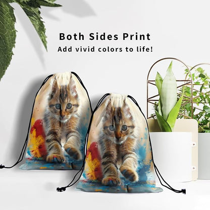 Giwawa Oil Painting Gymnastics Grip Bag Lovely Cat Women Athlete Gym String Bag - Image 7