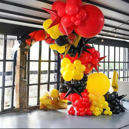 Red Black Yellow Balloons Arch Garland Kit, Cartoon Birthday Party Balloons - Image 5